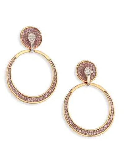 Shop Plevé Pink Burst Diamond & 18k Yellow Gold Opus Hoop Earrings/0.6" In Gold Pink