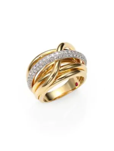 Shop Roberto Coin Classica Diamond & 18k Yellow Gold Crossover Ring In Yellow Gold Diamond