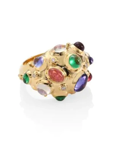 Shop Temple St Clair Women's Cosmos Bombe 18k Yellow Gold, Diamond & Multi-stone Ring In Gold Multi