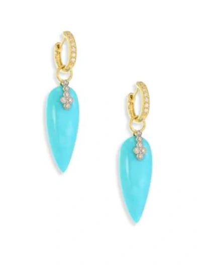 Shop Jude Frances Champagne Diamond & Turquoise Teardrop Earring Charms In Gold Turquoise