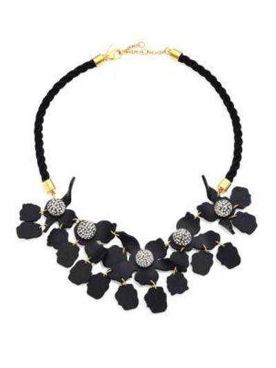 Shop Lele Sadoughi Crystal Lily Necklace In Black