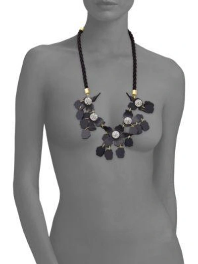 Shop Lele Sadoughi Crystal Lily Necklace In Black