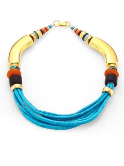 Shop Lizzie Fortunato Turquoise & Amazonite Collar Necklace In Gold Multi