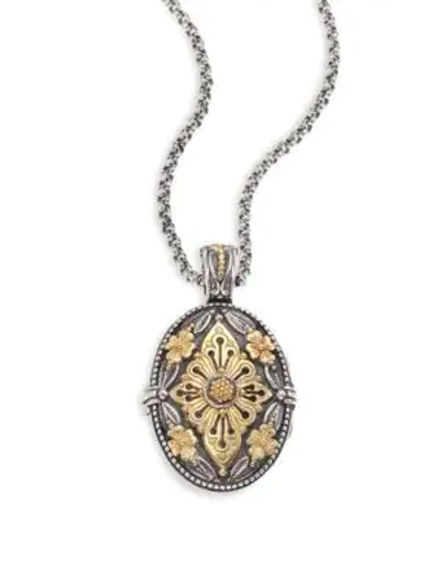 Shop Konstantino Hebe Engraved 18k Yellow Gold & Sterling Silver Pendant In Silver Gold