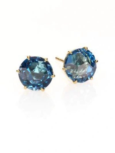 Shop Ippolita Women's Rock Candy Medium 18k Yellow Gold & London Blue Topaz Round Stud Earrings In Gold Blue