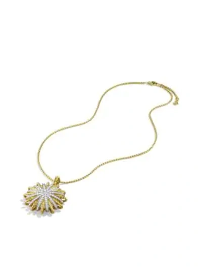 Shop David Yurman Starburst Large Pendant With Diamonds In Gold On Chain In Gold Diamond