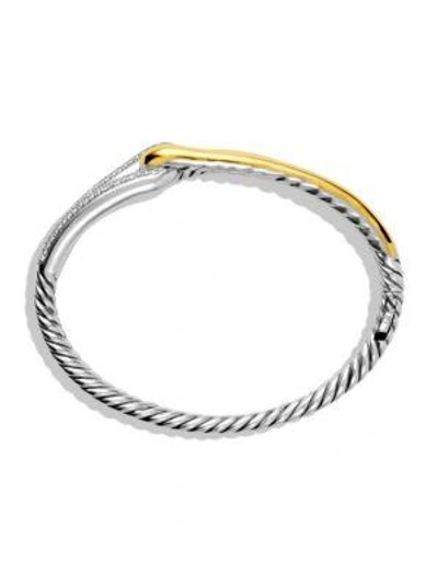 Shop David Yurman Labyrinth Single-loop Bracelet With Diamonds And Gold In Silver Gold