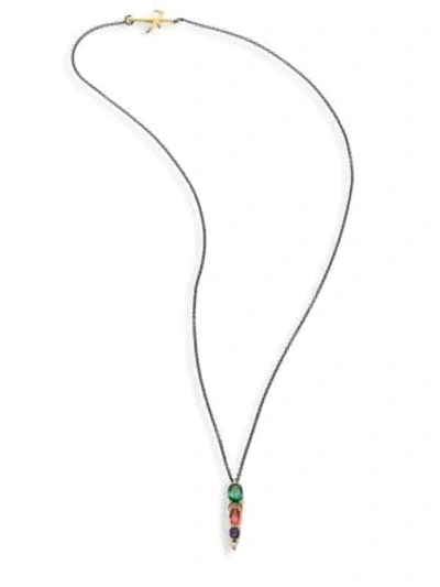 Shop Nikos Koulis Women's Spectrum Diamond, Tsavorite, Iolite & Pink Tourmaline Pendant Necklace In Gold Multi