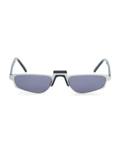 Shop Andy Wolf Ojala Thin Rectangular Sunglasses In Silver Black