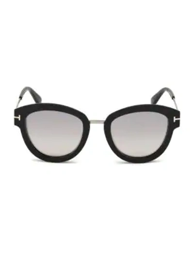 Shop Tom Ford Mia Cat Eye Sunglasses In Silver Black
