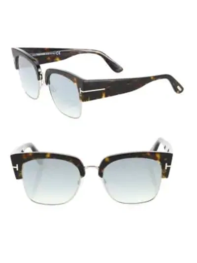 Shop Tom Ford Dakota 55mm Soft Square Sunglasses In Dark Havana Blue