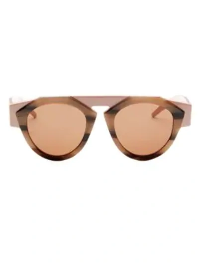 Shop Smoke X Mirrors X Fiorucci Atomic3 Tortoise & Pink Round Sunglasses In Pink Brown