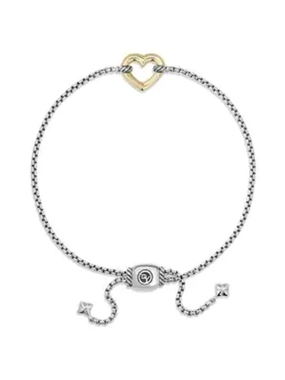 Shop David Yurman Women's Cable Collectibles Heart Station Bracelet With 18k Gold In Silver Gold