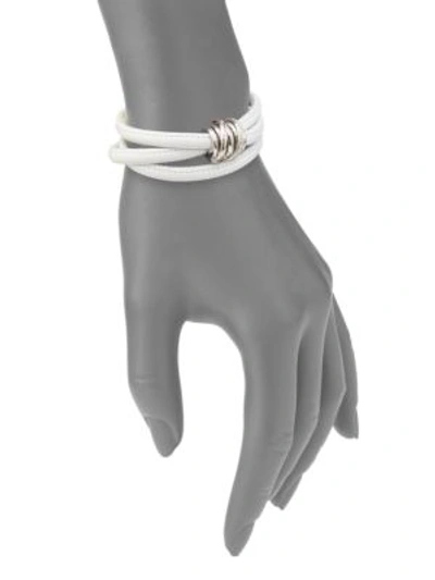 Shop De Grisogono Women's Allegra Diamond, 18k White Gold & Leather Wrap Bracelet/white In White Gold White