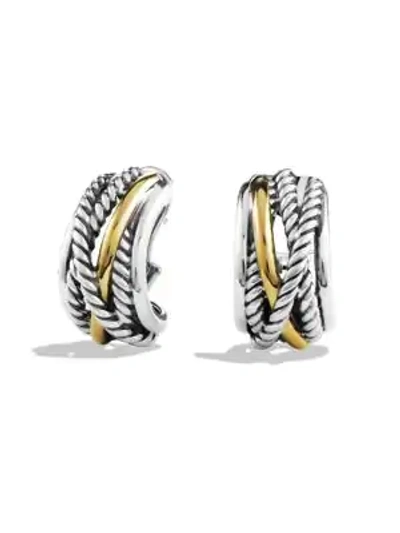 Shop David Yurman Women's Crossover Earrings With 14k Yellow Gold In Silver Gold