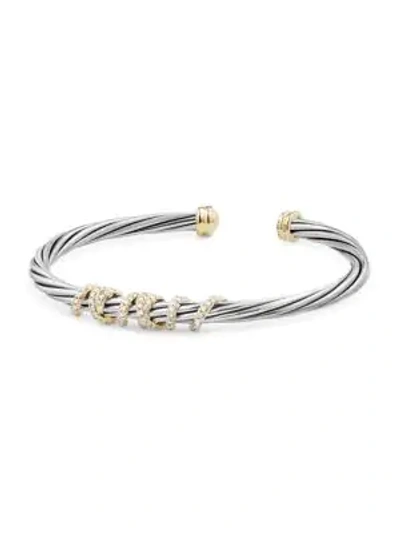 Shop David Yurman Women's Helena Center Station Bracelet With Diamonds & 18k Yellow Gold In Silver Gold