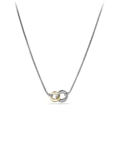 Shop David Yurman Women's Belmont Curb Link Necklace With 18k Yellow Gold In Silver Gold