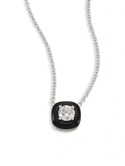Shop Nikos Koulis Women's Oui Diamond, Enamel & 18k White Gold Pendant Necklace In White Gold Black