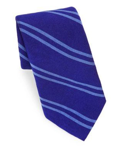 Shop Polo Ralph Lauren Double Stripe Silk Tie In Royal Blue