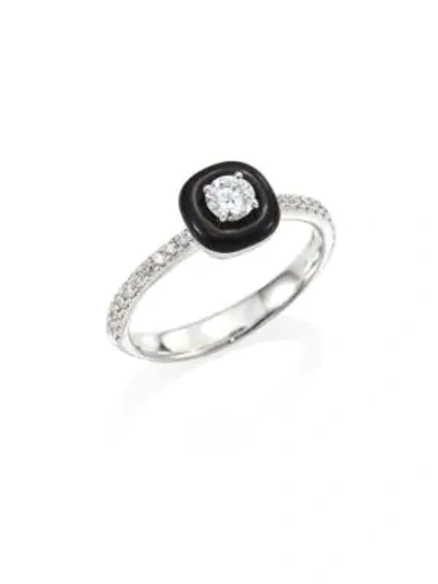 Shop Nikos Koulis Women's Oui Diamond, Enamel & 18k White Gold Ring In White Gold Black