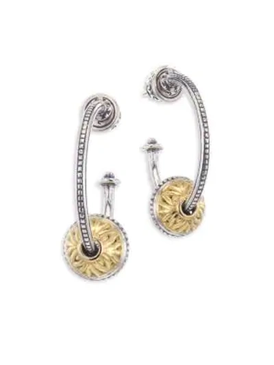 Shop Konstantino Gaia Etched Sterling Silver Hoop Earrings In Silver Gold