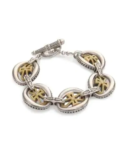Shop Konstantino Penelope Cross Link Bracelet In Silver Gold