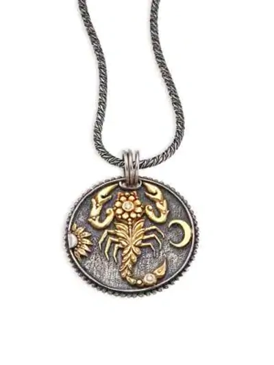 Shop Konstantino Zodiac Diamond, 18k Yellow Gold & Sterling Silver Scorpio Pendant In Silver Gold