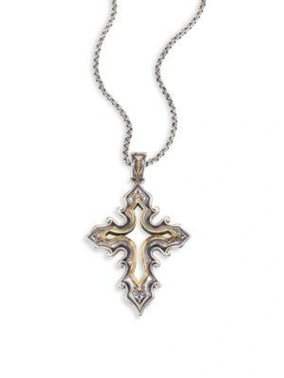 Shop Konstantino Hebe 18k Yellow Gold & Sterling Silver Open Cross Pendant Necklace In Silver Gold