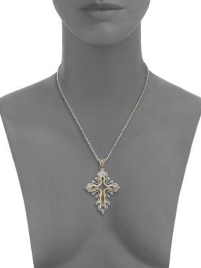 Shop Konstantino Hebe 18k Yellow Gold & Sterling Silver Open Cross Pendant Necklace In Silver Gold