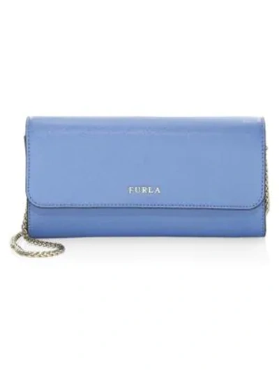 Shop Furla Babylon Chain Leather Wallet In Blue