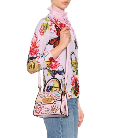 Shop Dolce & Gabbana Welcome Leather Shoulder Bag In Pink