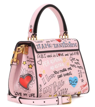 Shop Dolce & Gabbana Welcome Leather Shoulder Bag In Pink