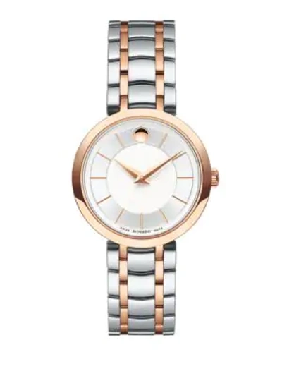 Shop Movado 1881 Two-tone Stainless Steel Bracelet Watch In Silver Rose Gold