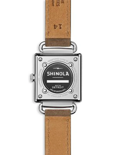 Shop Shinola The Cass Mother-of-pearl, Stainless Steel & Double-wrap Leather Strap Watch In Brown Blue
