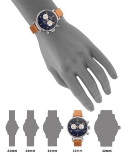 Shop Shinola Runwell Natural Aniline Latigo Leather Strap Watch In Cognac Navy