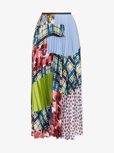 Shop Marni Pleated Patchwork Maxi Skirt In Multicolour