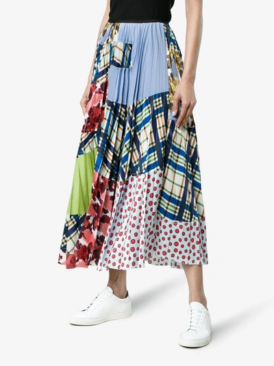 Shop Marni Pleated Patchwork Maxi Skirt In Multicolour