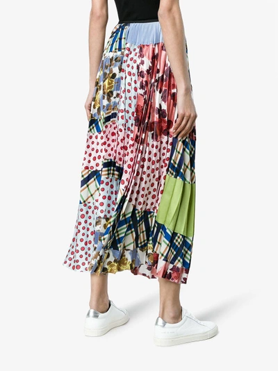 Shop Marni Pleated Patchwork Maxi Skirt In Multicolour