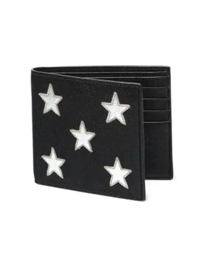 Shop Saint Laurent Star Lambskin Leather Bifold Wallet In Black Grey