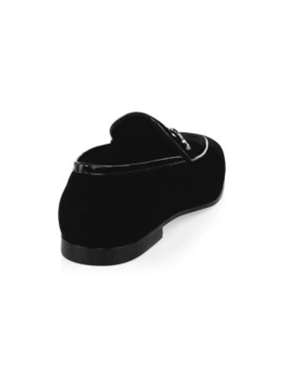 Shop Ferragamo Velvet Slip-on Gancini Loafers In Nero