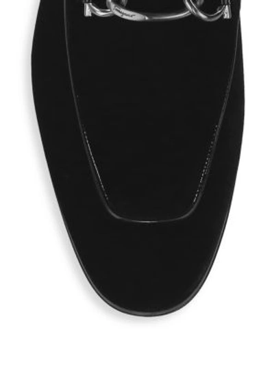 Shop Ferragamo Velvet Slip-on Gancini Loafers In Nero