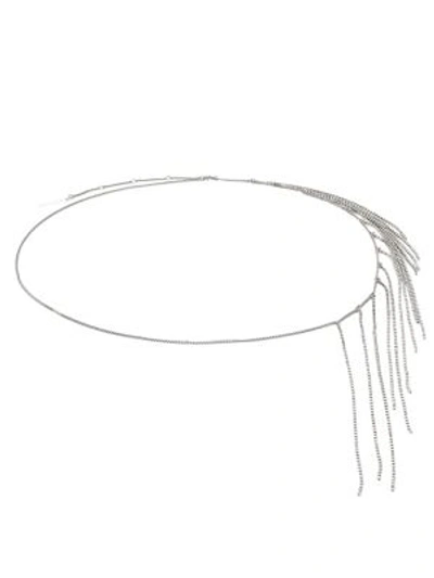Shop Dries Van Noten Crystal-fringe Belt In White