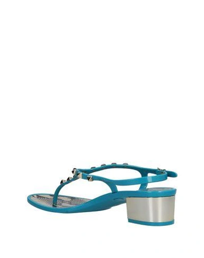 Shop Roberto Cavalli Flip Flops In Turquoise