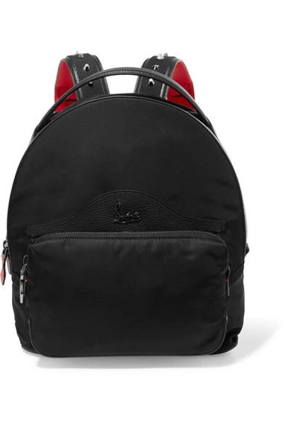 Shop Christian Louboutin Leather-trimmed Studded Shell Backpack In Black