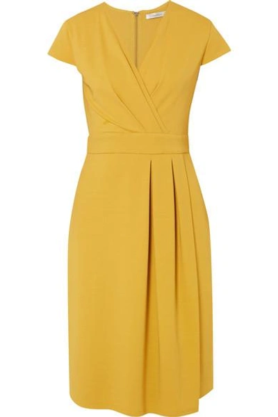 Shop Max Mara Wrap-effect Stretch-jersey Dress In Yellow