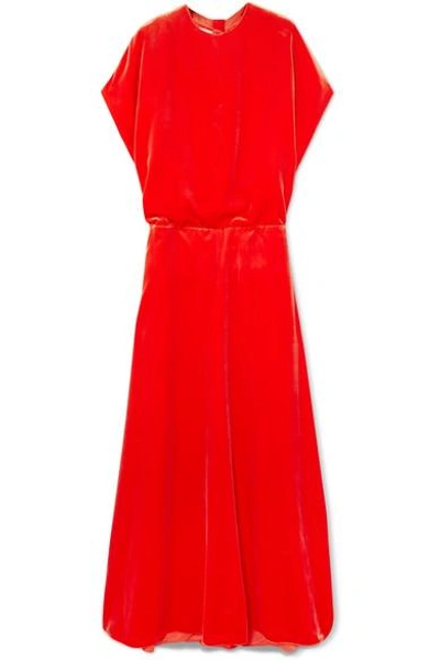 Shop Valentino Velvet Gown In Red