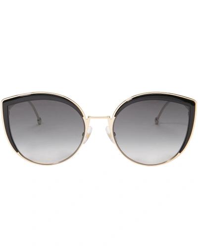 Shop Fendi Grey Gradient Cat Eye Sunglasses