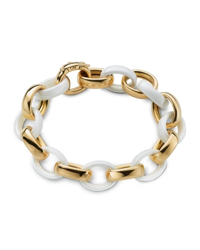 Shop Monica Rich Kosann Yellow Gold & White Ceramic Link Bracelet