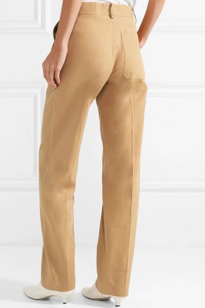 Shop The Row Thea Linen And Cotton-blend Pants In Sand