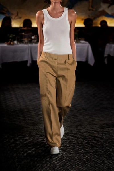 Shop The Row Thea Linen And Cotton-blend Pants In Sand